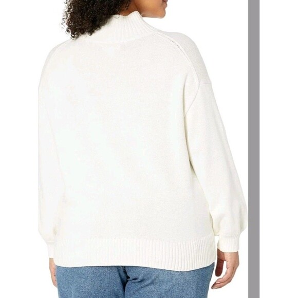 Amazon Essentials Womens 1x Eggshell White Funnel Neck Organic Sweater New - Picture 2 of 8